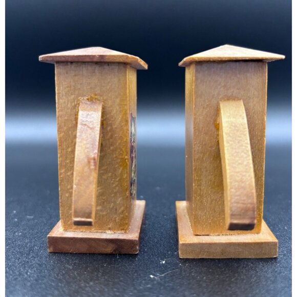 Vintage Wooden Salt & Pepper Shakers Cat Design MCM 60's AS IS - Picture 7 of 7